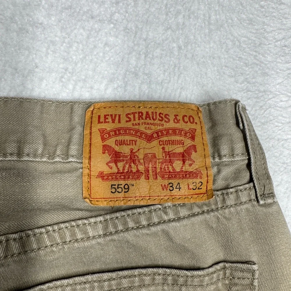 Levis 559 Relaxed Straight Jeans Tan‎ Khaki Pants Men's Size 34x32